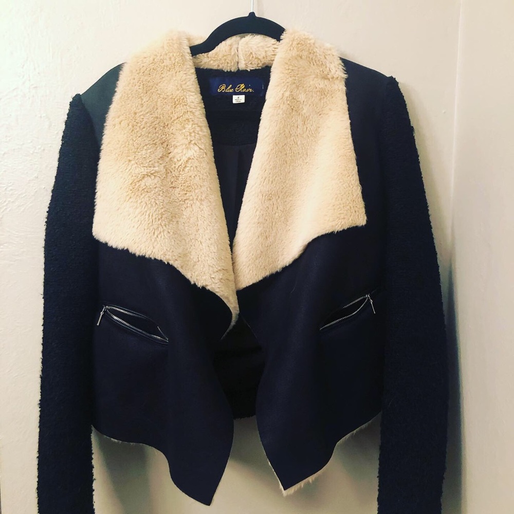 Faux fur collar jacket Size S